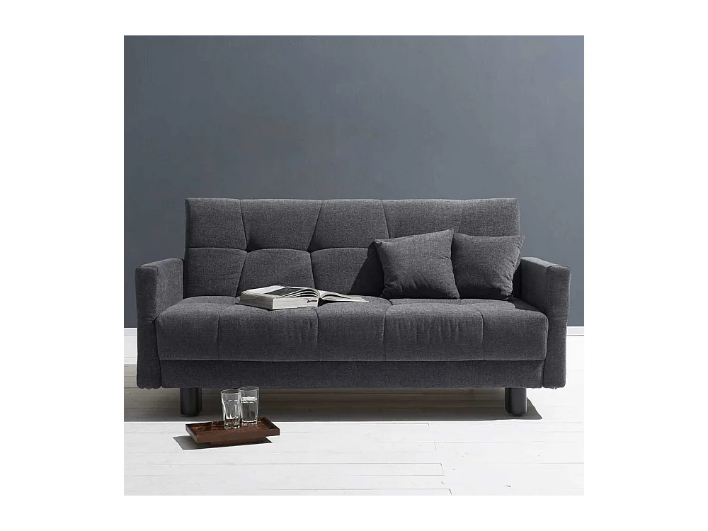 Schlafcouch in Blaugrau Flachgewebe verstellbaren Armlehnen