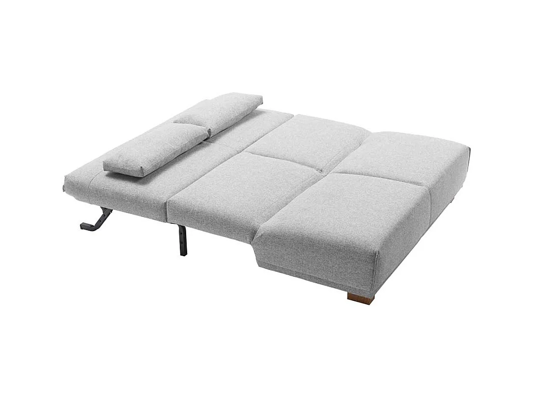 Zweiersofa in Hellgrau Stoff Schlaffunktion