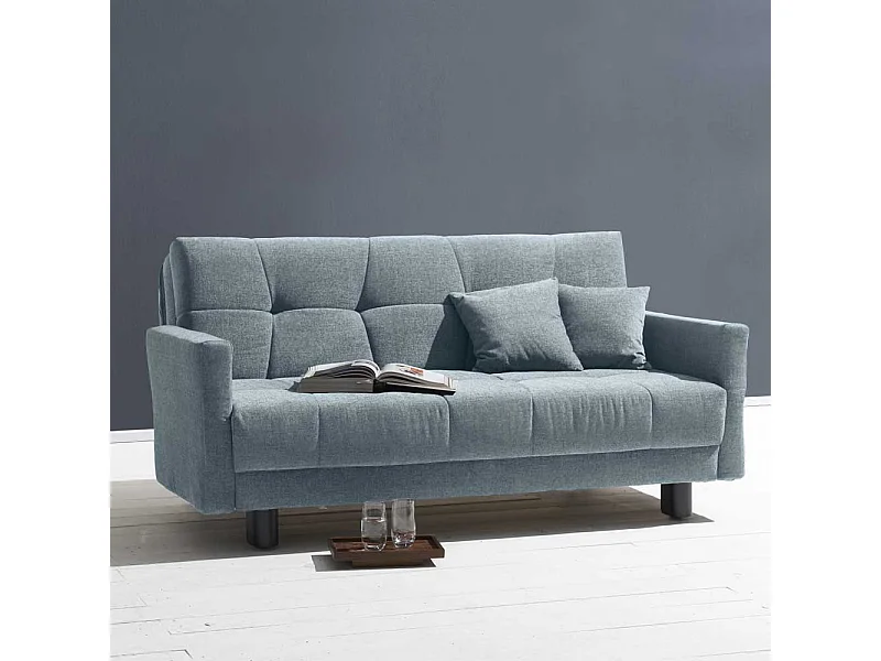 Klappcouch in Hellblau Flachgewebe verstellbaren Armlehnen