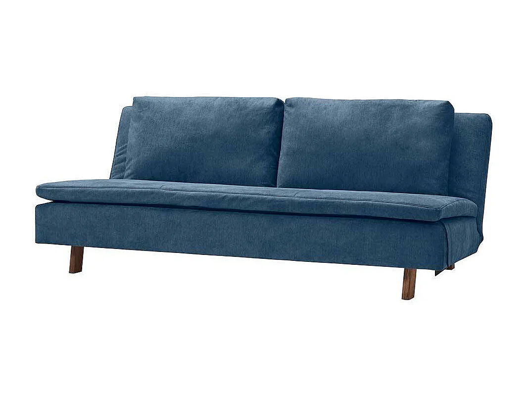 Funktions Sofa blau mit Rücken Klappmechanik 205 cm breit