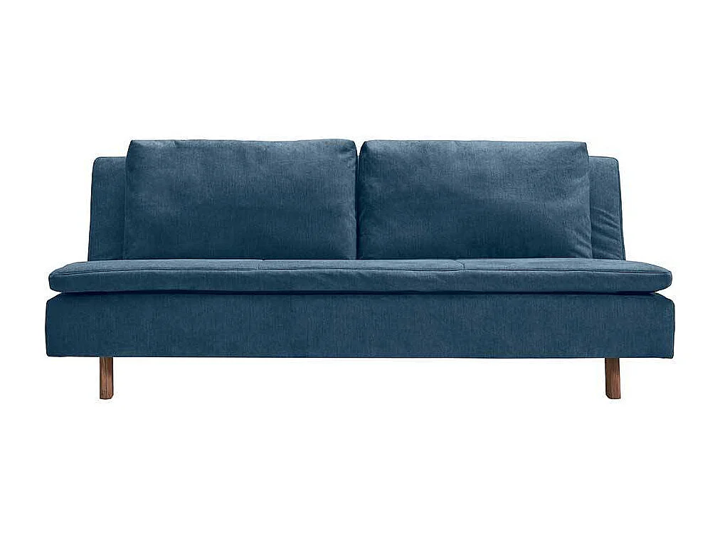 Funktions Sofa blau mit Rücken Klappmechanik 205 cm breit