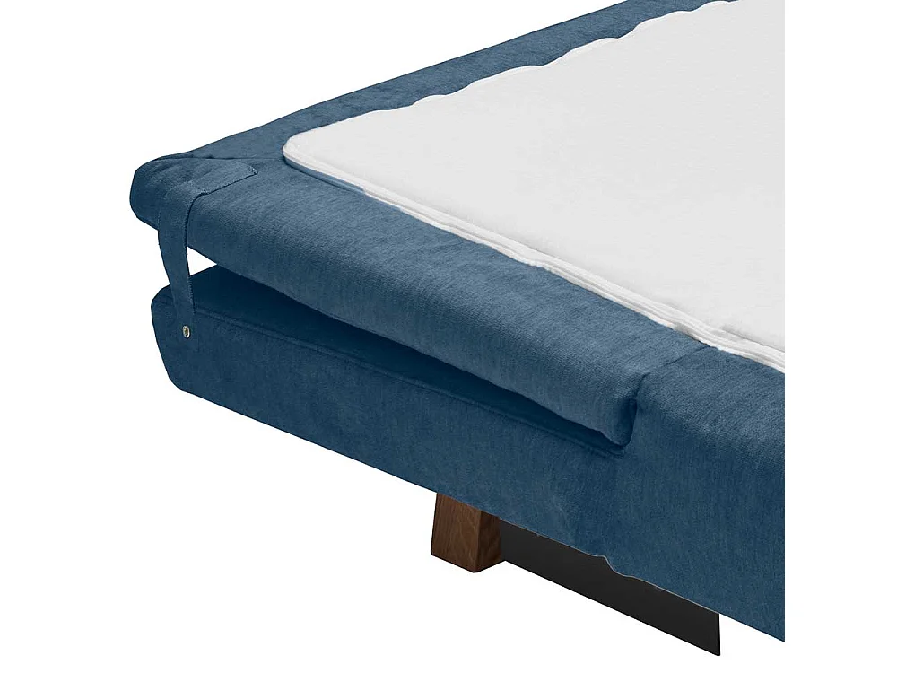 Funktions Sofa blau mit Rücken Klappmechanik 205 cm breit