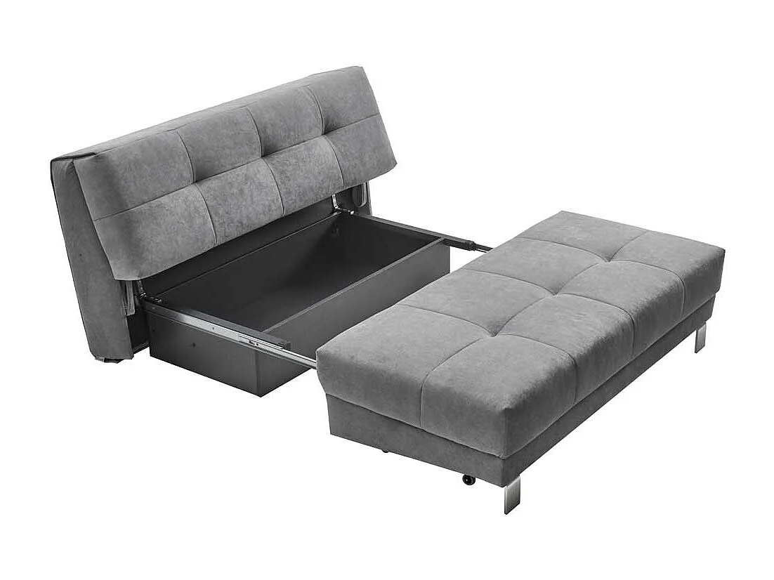 Bettsofa in Grau Microvelour 110 cm tief