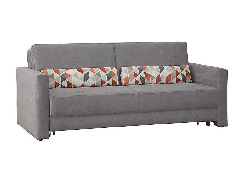 Bettcouch in Grau Webstoff Armlehnen