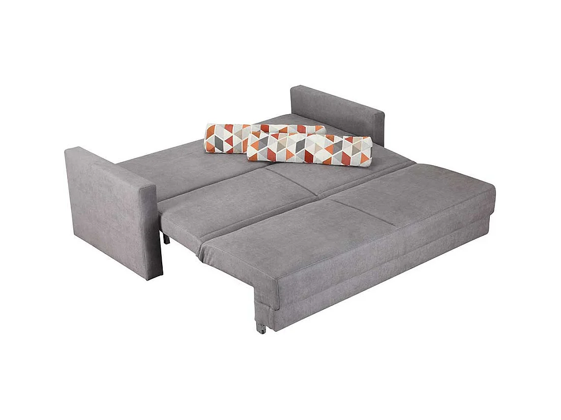 Bettcouch in Grau Webstoff Armlehnen