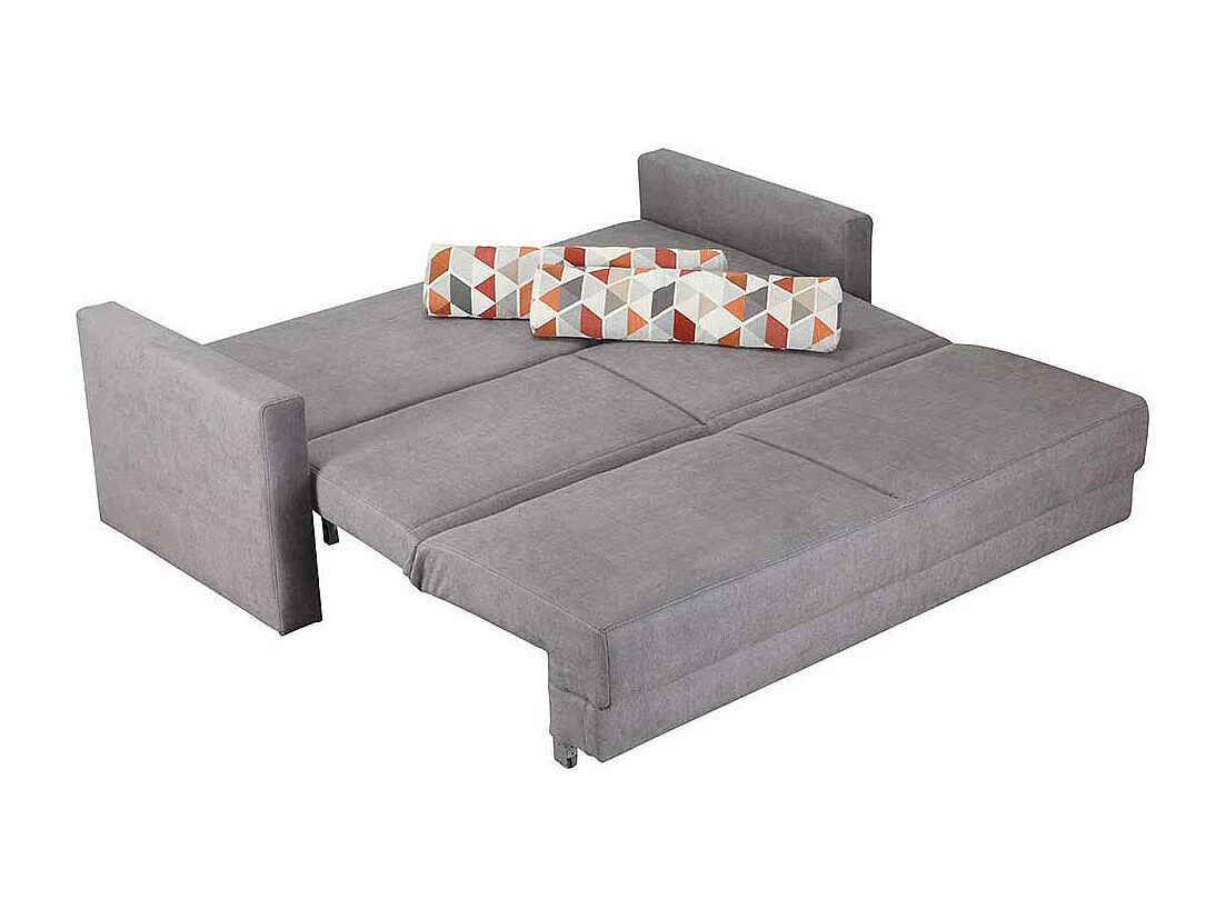 Bettcouch in Grau Webstoff Armlehnen