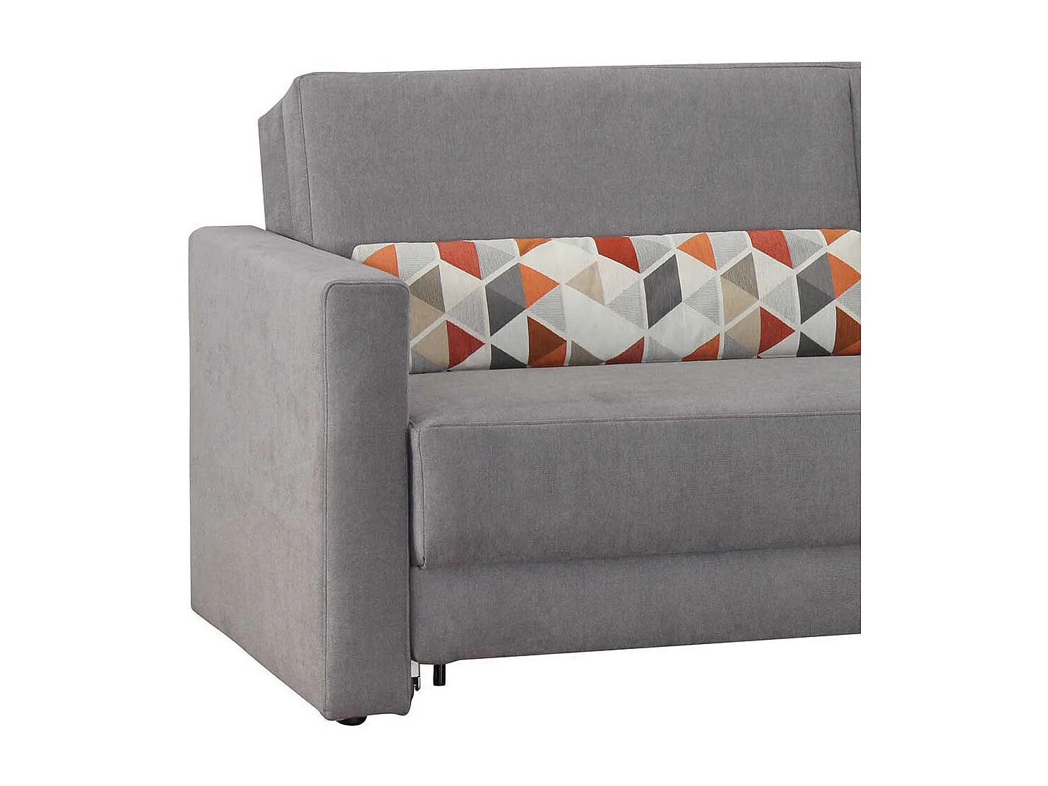 Bettcouch in Grau Webstoff Armlehnen