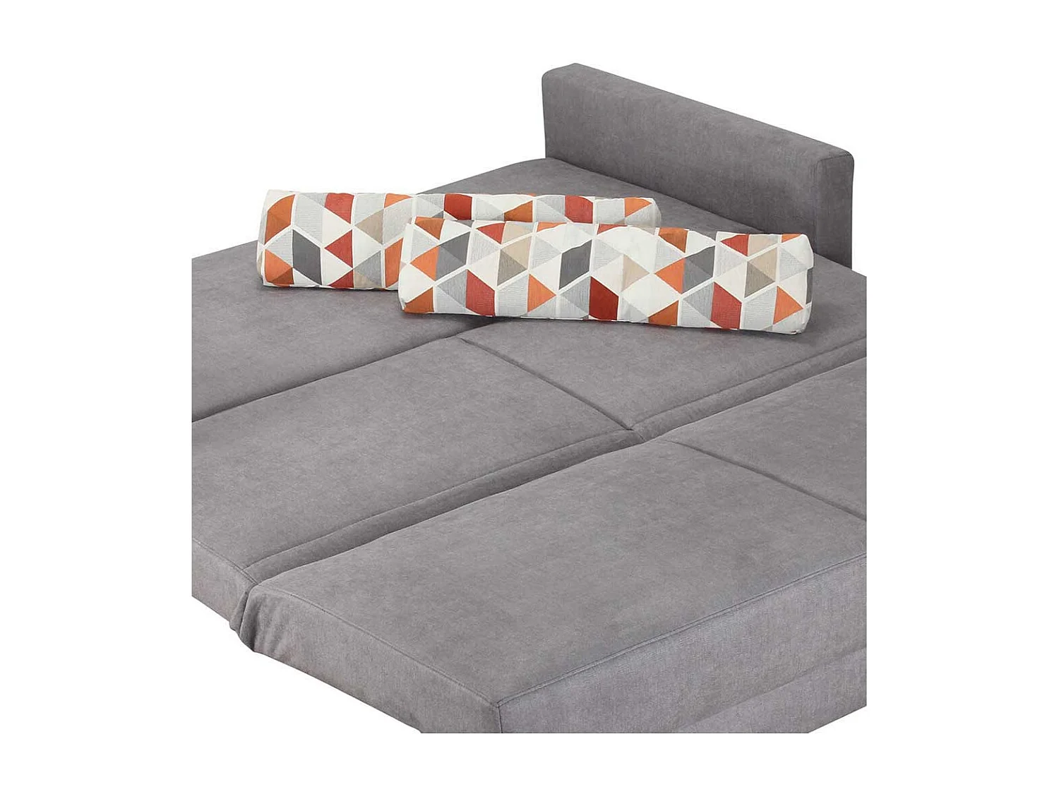 Bettcouch in Grau Webstoff Armlehnen