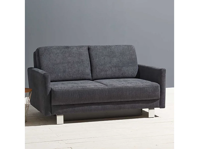 Ausziehsofa in Blaugrau Microvelour Made in Germany
