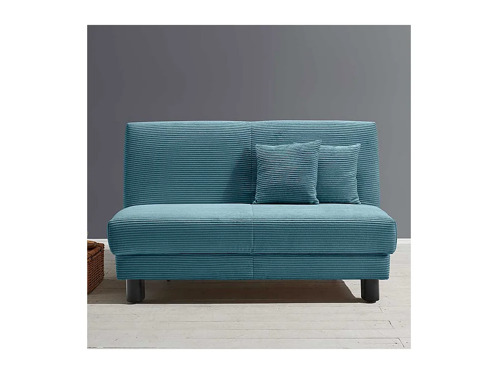 Ausziehsofa Cord in Petrol Untergestell aus Metall