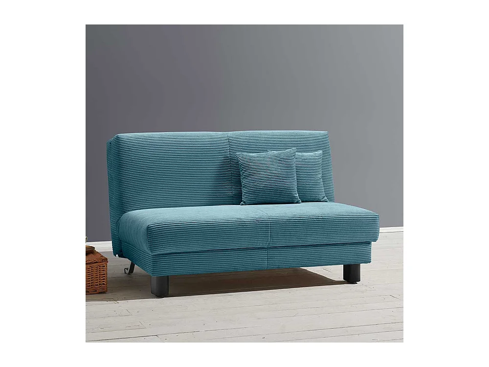 Ausziehsofa Cord in Petrol Untergestell aus Metall