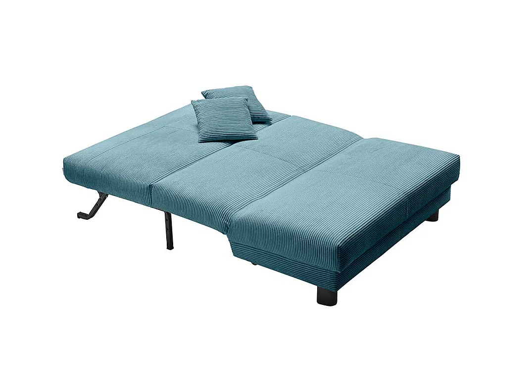 Ausziehsofa Cord in Petrol Untergestell aus Metall