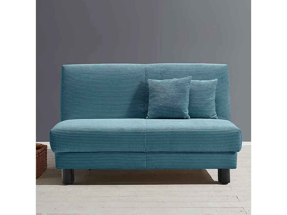 Ausziehsofa Cord in Petrol Untergestell aus Metall