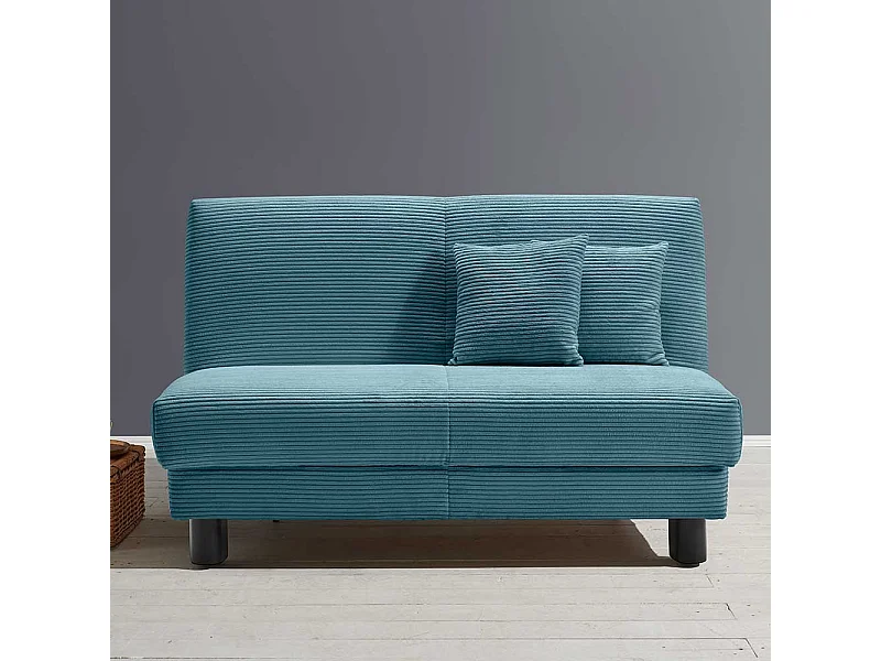 Ausziehsofa Cord in Petrol Untergestell aus Metall