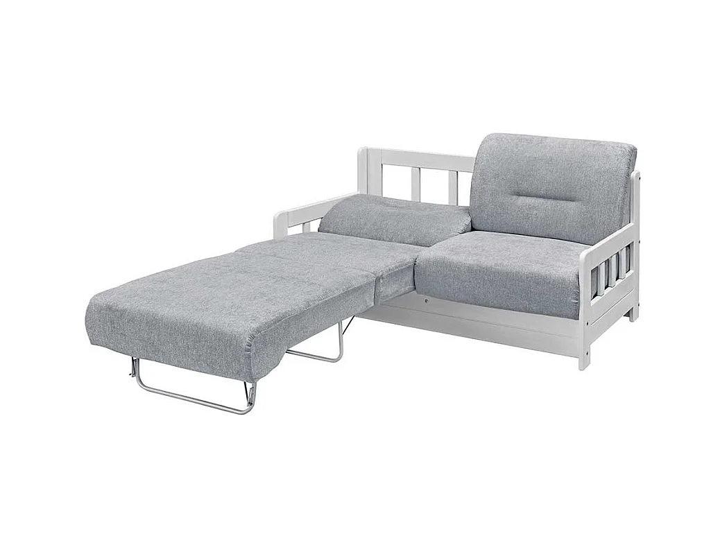 2er Ausziehsofa in Grau und Weiß Landhausstil