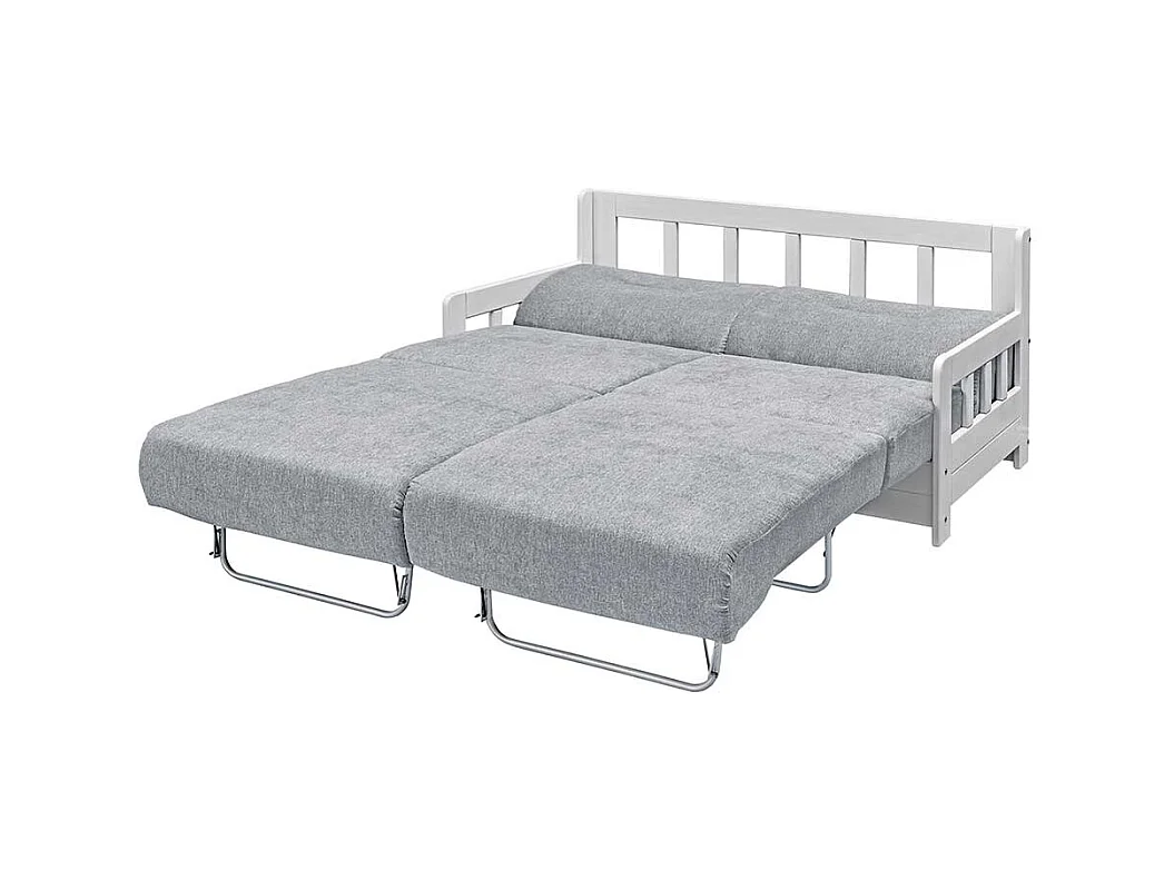 2er Ausziehsofa in Grau und Weiß Landhausstil