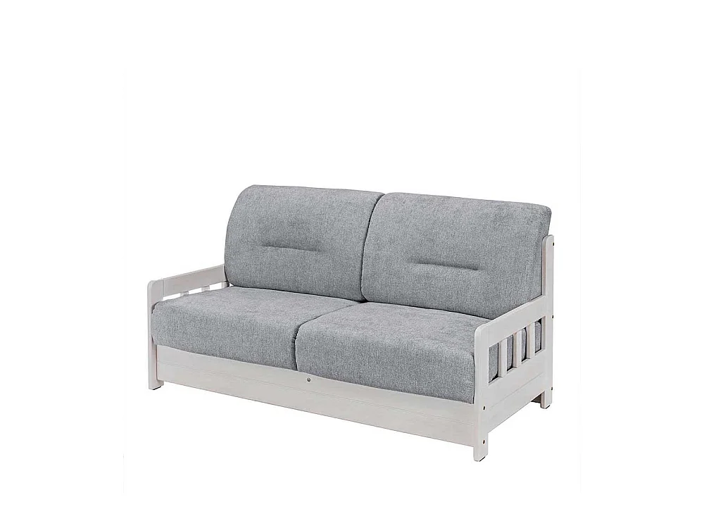 2er Ausziehsofa in Grau und Weiß Landhausstil