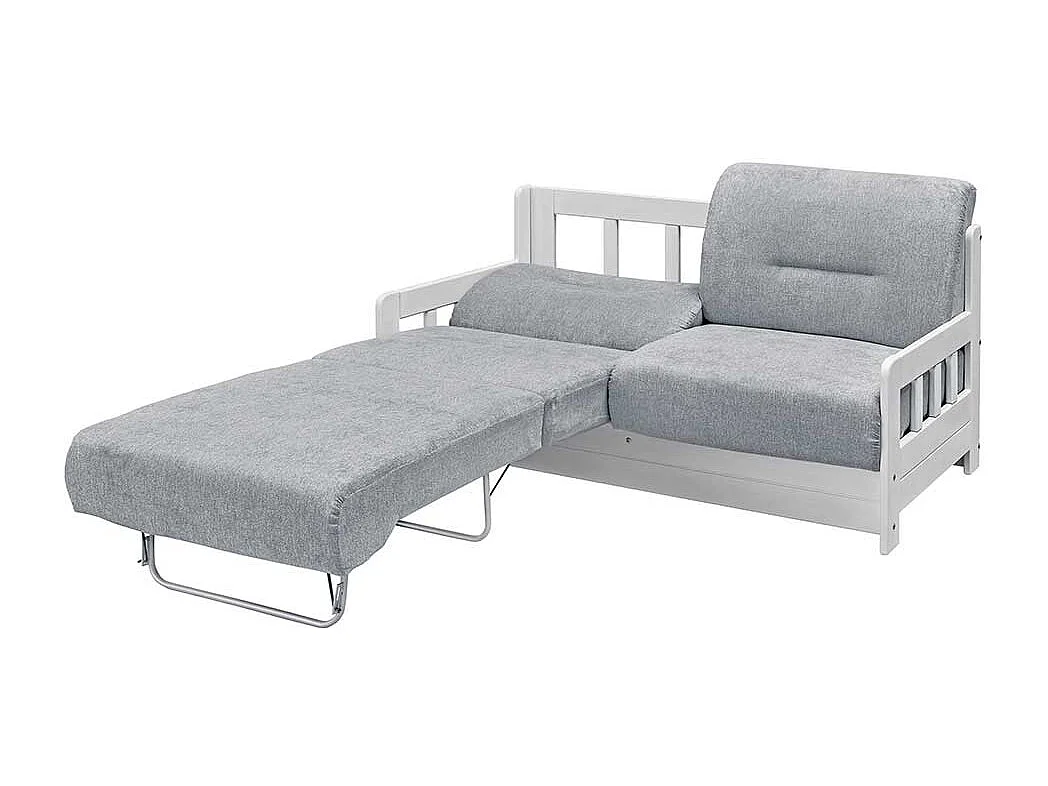 2er Ausziehsofa in Grau und Weiß Landhausstil