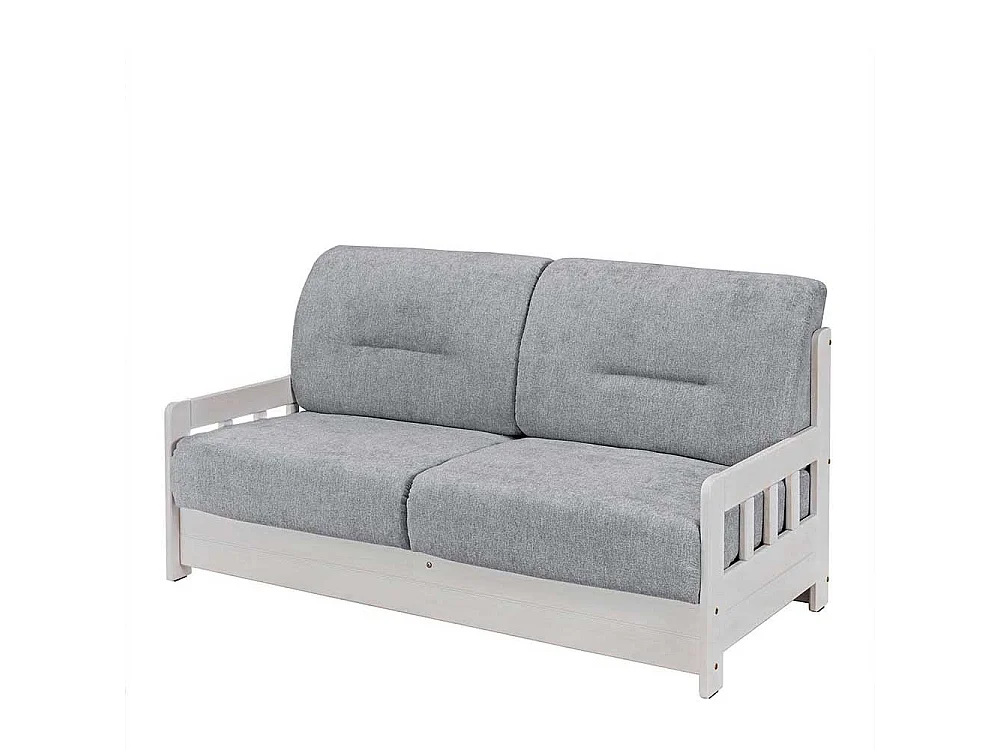 2er Ausziehsofa in Grau und Weiß Landhausstil