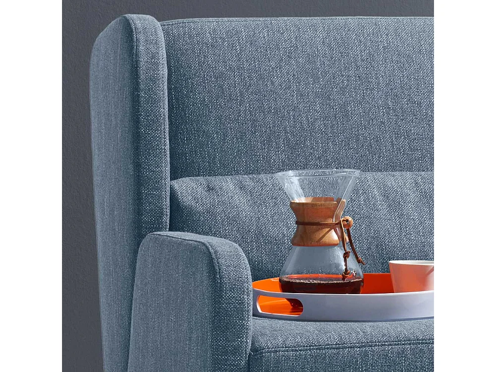 Zweier Sofa in Blau Webstoff Schlaffunktion