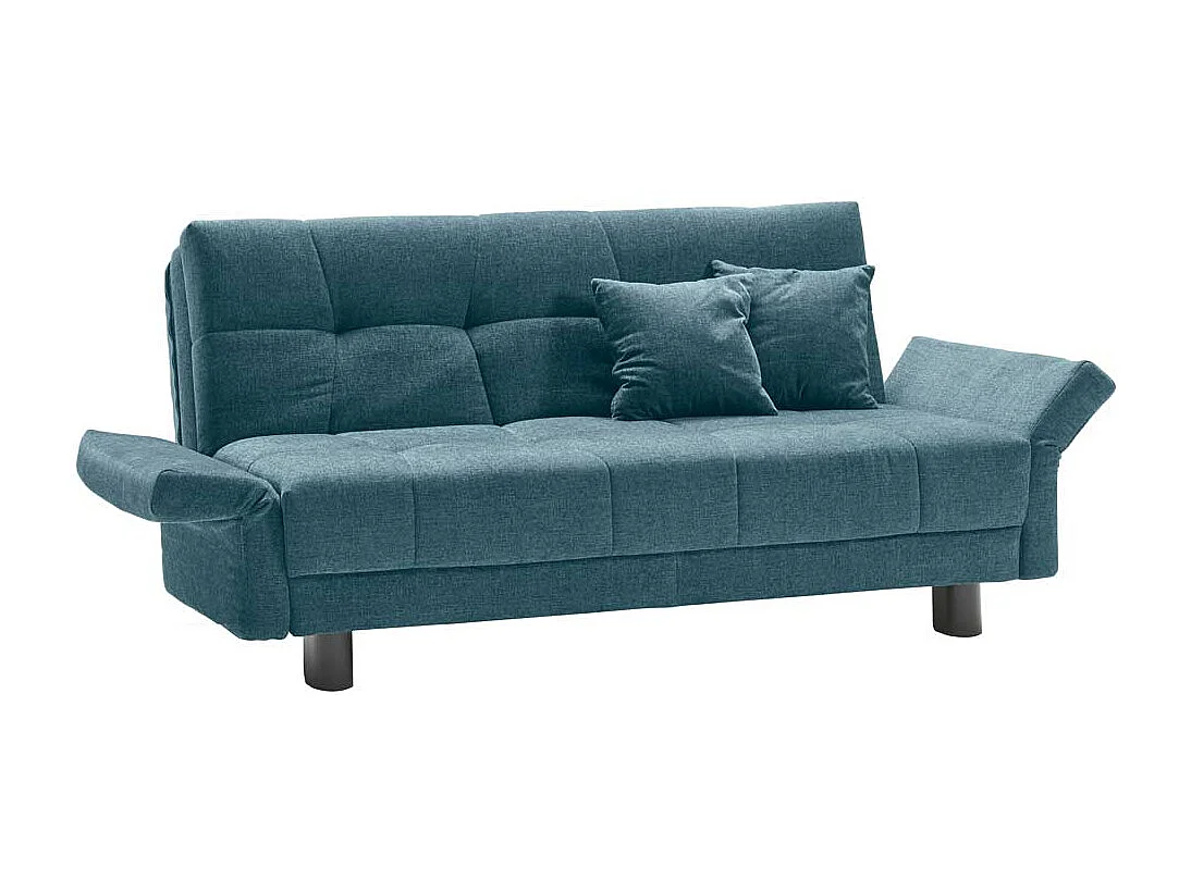 Funktionssofa in Petrol Flachgewebe abklappbaren Arnlehnen