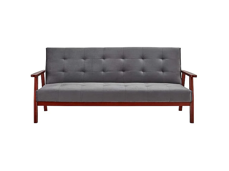 Bettcouch in Dunkelgrau Samt Kirschbaumfarben