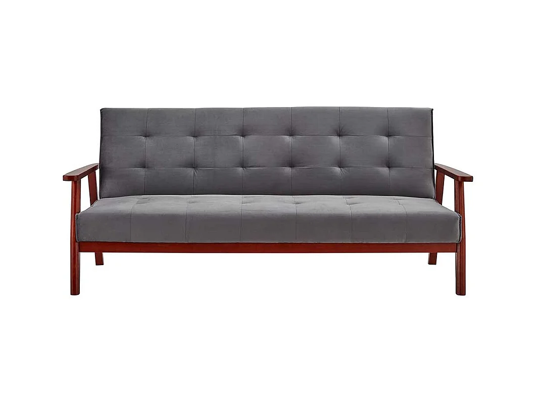 Bettcouch in Dunkelgrau Samt Kirschbaumfarben