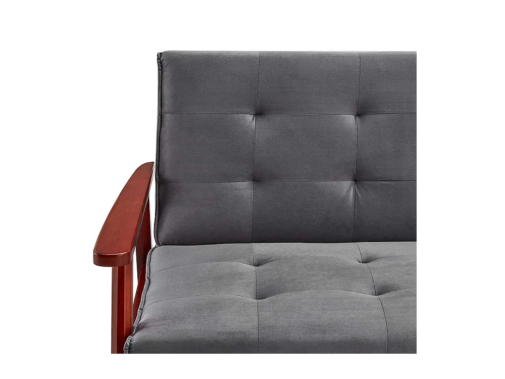 Bettcouch in Dunkelgrau Samt Kirschbaumfarben