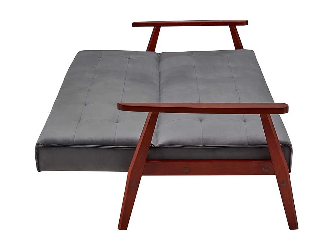 Bettcouch in Dunkelgrau Samt Kirschbaumfarben