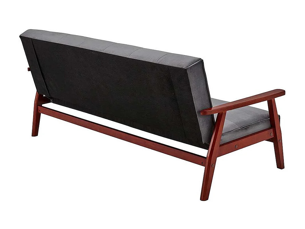 Bettcouch in Dunkelgrau Samt Kirschbaumfarben