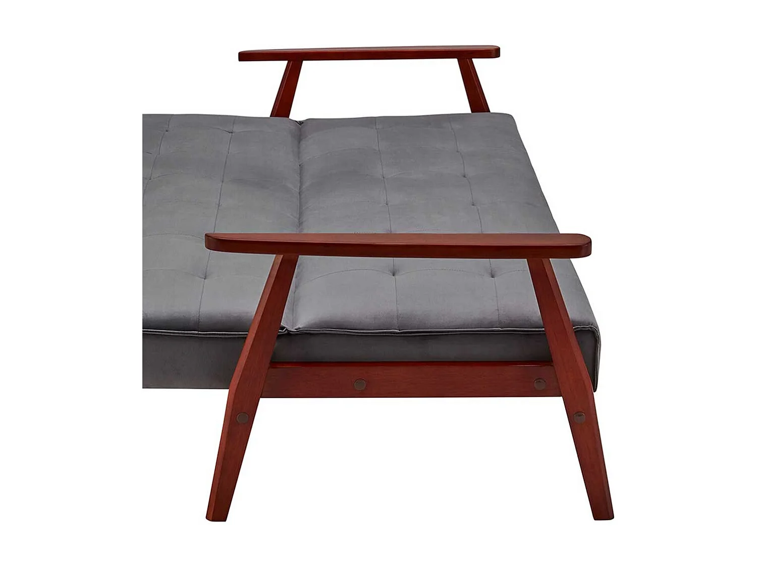 Bettcouch in Dunkelgrau Samt Kirschbaumfarben