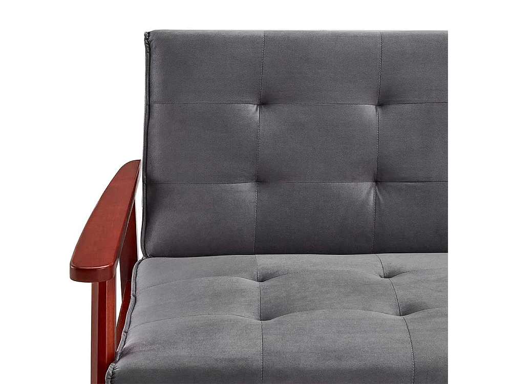 Bettcouch in Dunkelgrau Samt Kirschbaumfarben