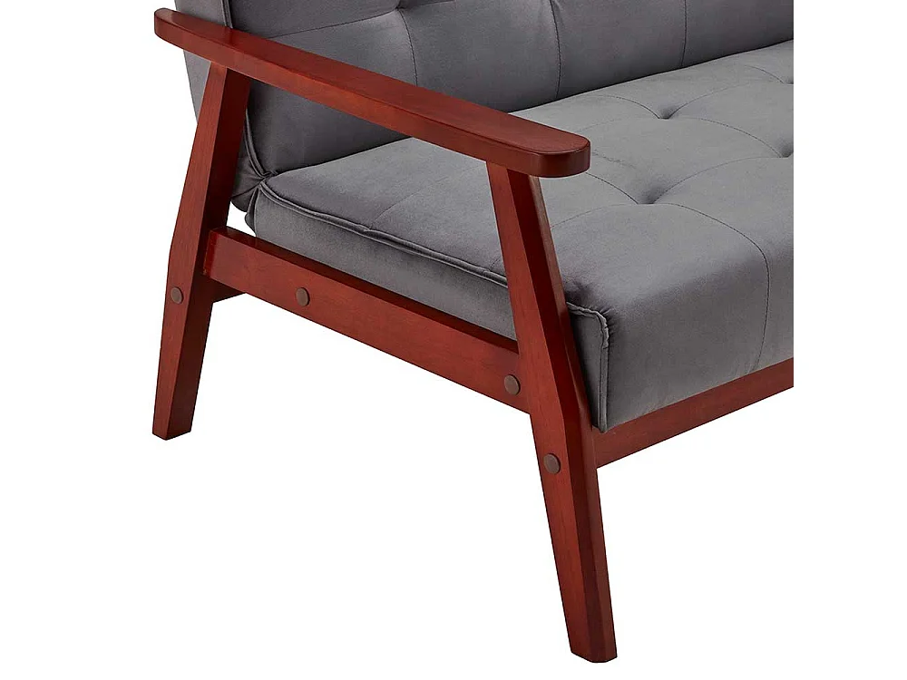 Bettcouch in Dunkelgrau Samt Kirschbaumfarben