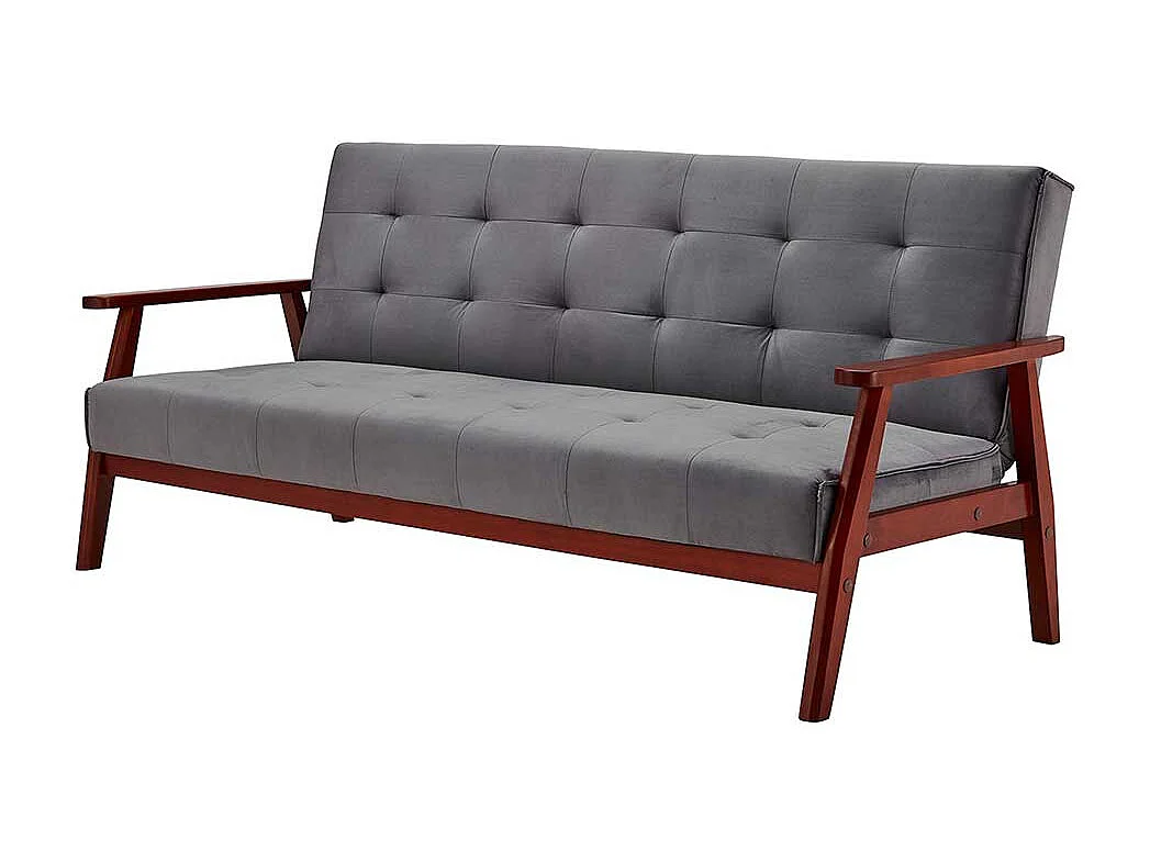 Bettcouch in Dunkelgrau Samt Kirschbaumfarben