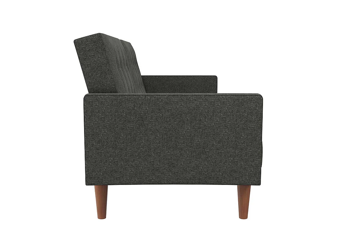 Bettcouch Retro Stil in Grau Stoff Rücken Klappmechanik