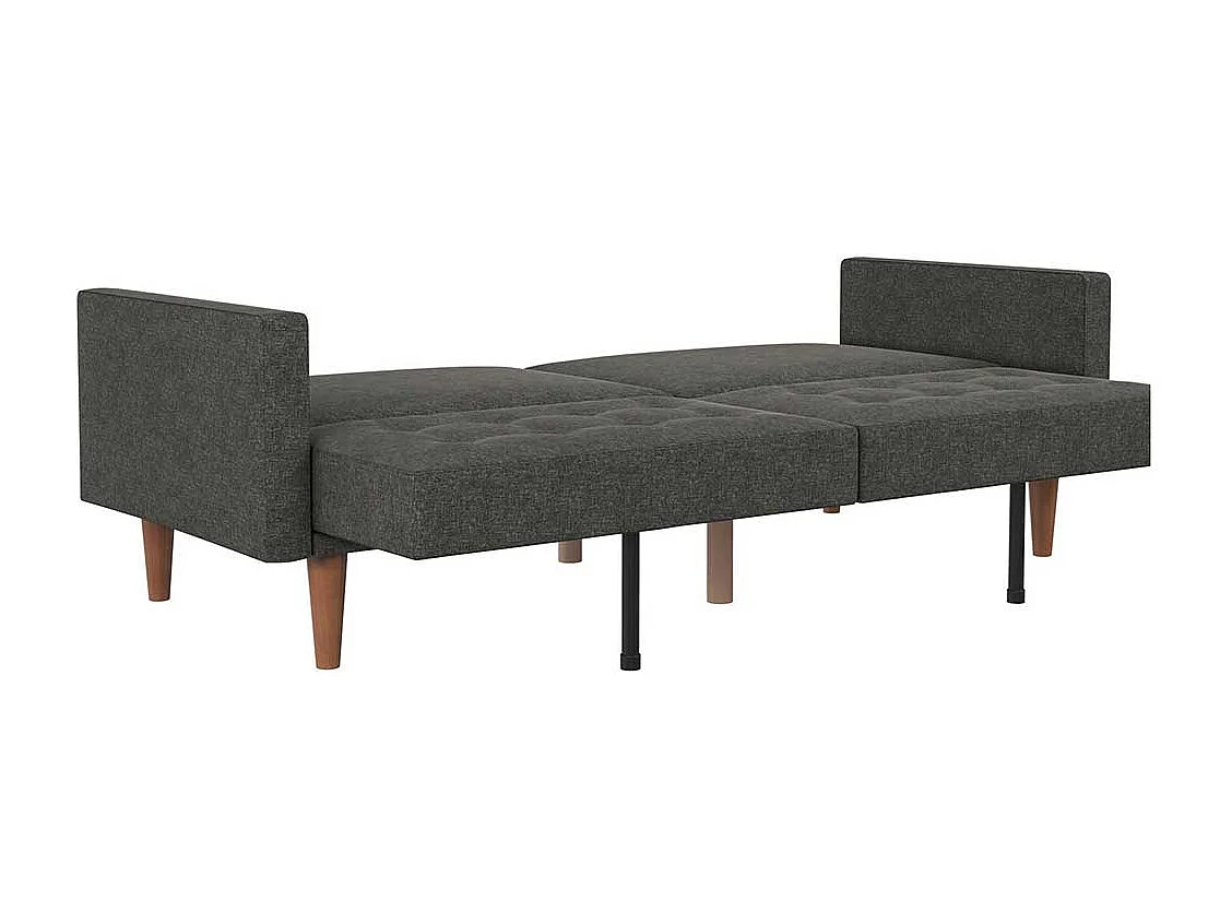 Bettcouch Retro Stil in Grau Stoff Rücken Klappmechanik