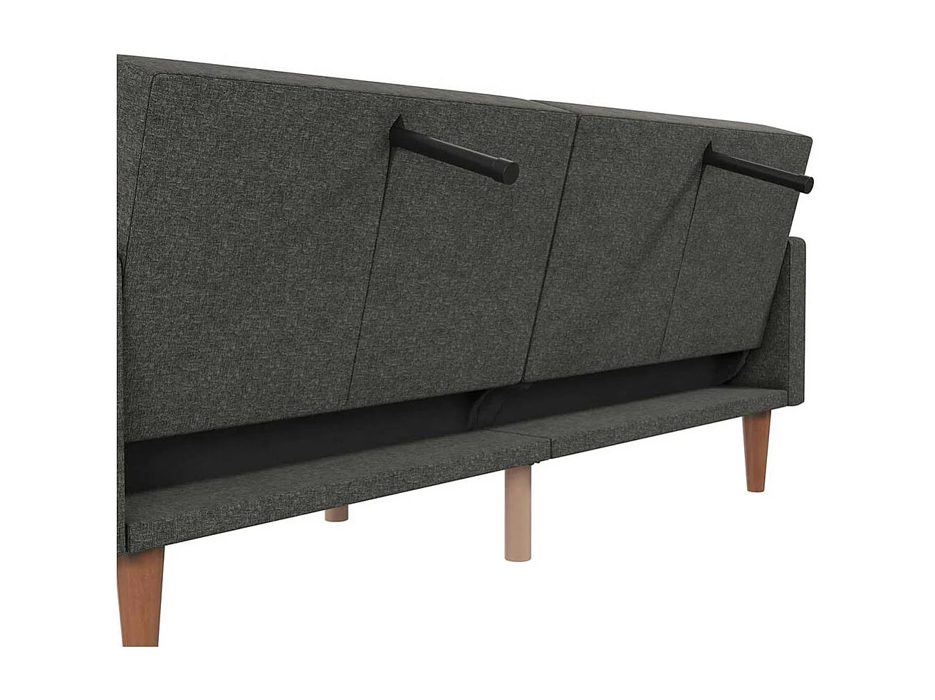 Bettcouch Retro Stil in Grau Stoff Rücken Klappmechanik