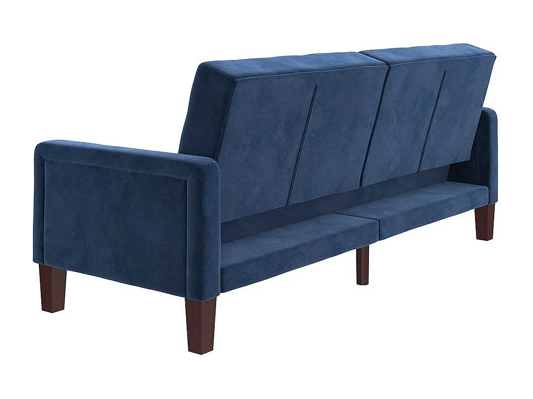 Zweisitzer Schlafsofa Samt in Blau Rücken Klappmechanik