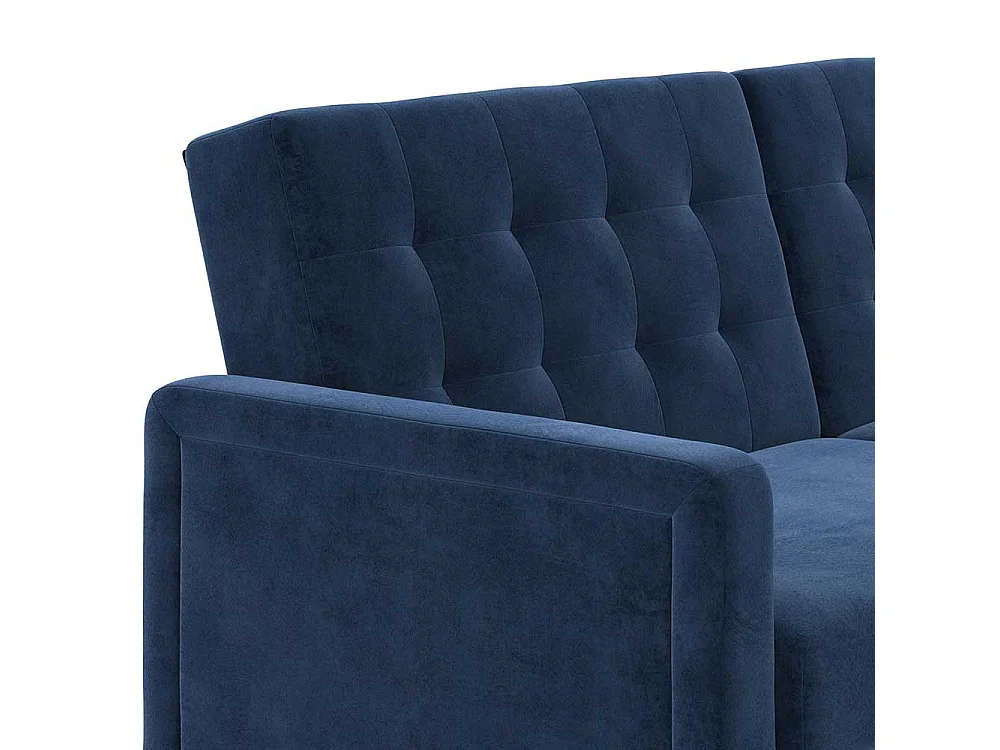 Zweisitzer Schlafsofa Samt in Blau Rücken Klappmechanik