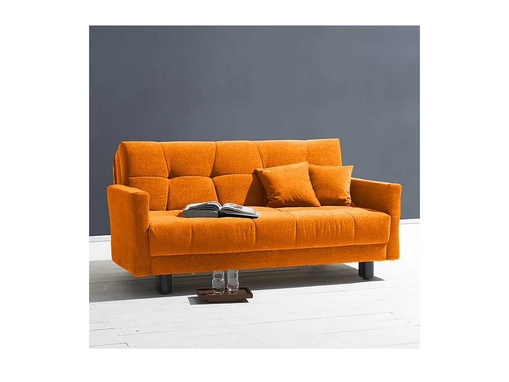 Design Sofa in Gelb Flachgewebe Schlaffunktion