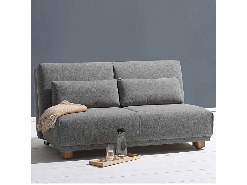 Schlafcouch in Grau Stoff 85 cm hoch