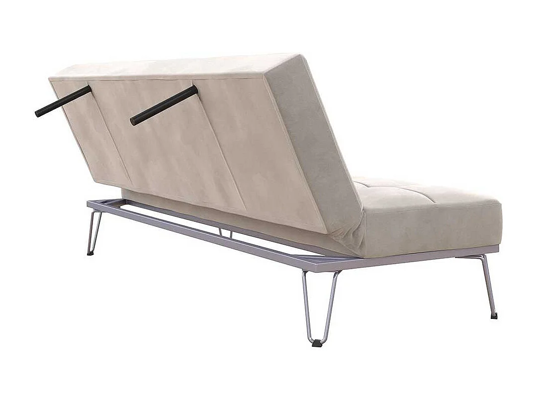 Klappsofa mit Metallgestell in Hellgrau Bezug aus Samt