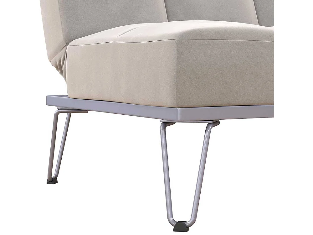 Klappsofa mit Metallgestell in Hellgrau Bezug aus Samt