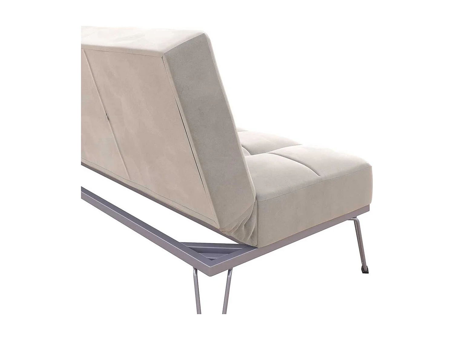 Klappsofa mit Metallgestell in Hellgrau Bezug aus Samt