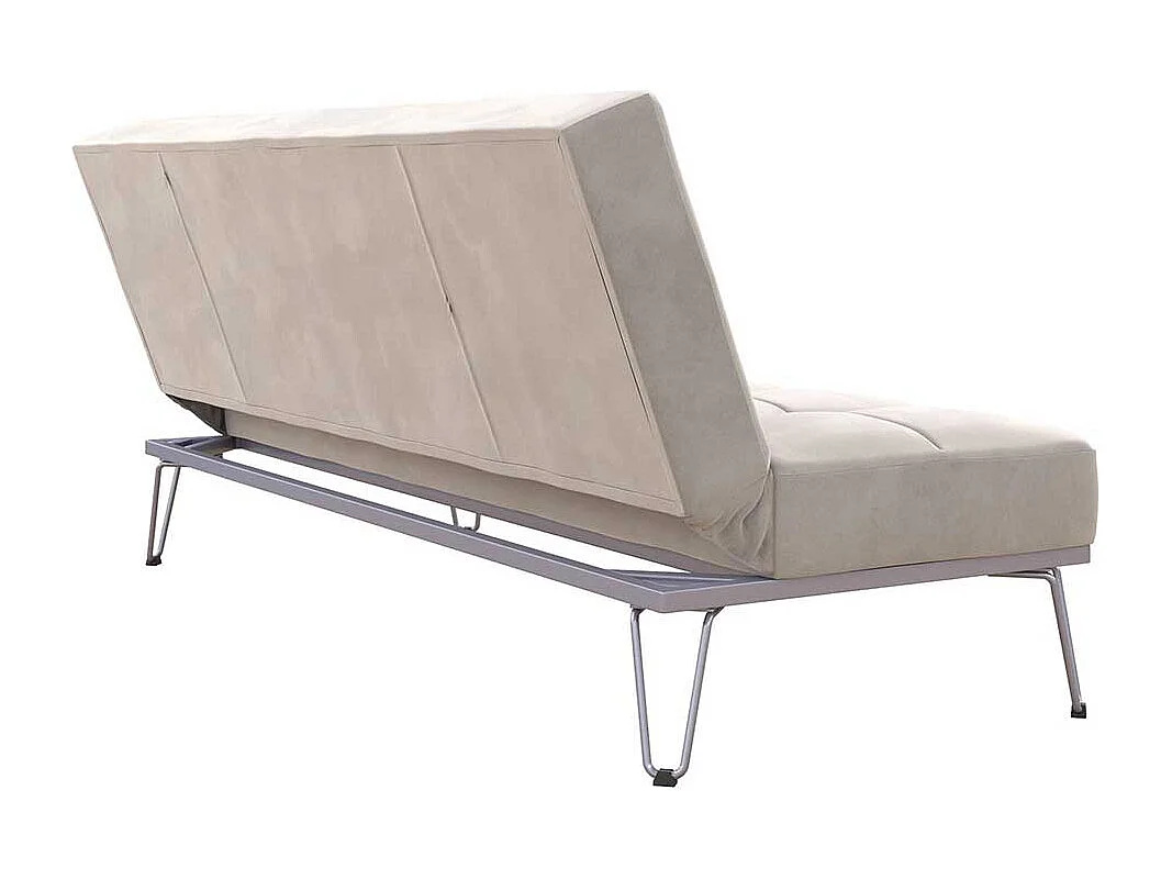 Klappsofa mit Metallgestell in Hellgrau Bezug aus Samt
