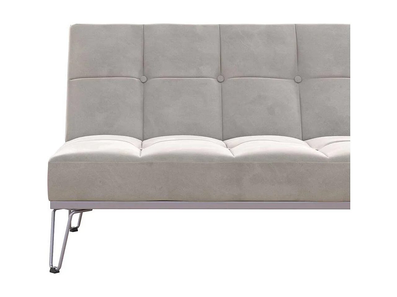 Klappsofa mit Metallgestell in Hellgrau Bezug aus Samt