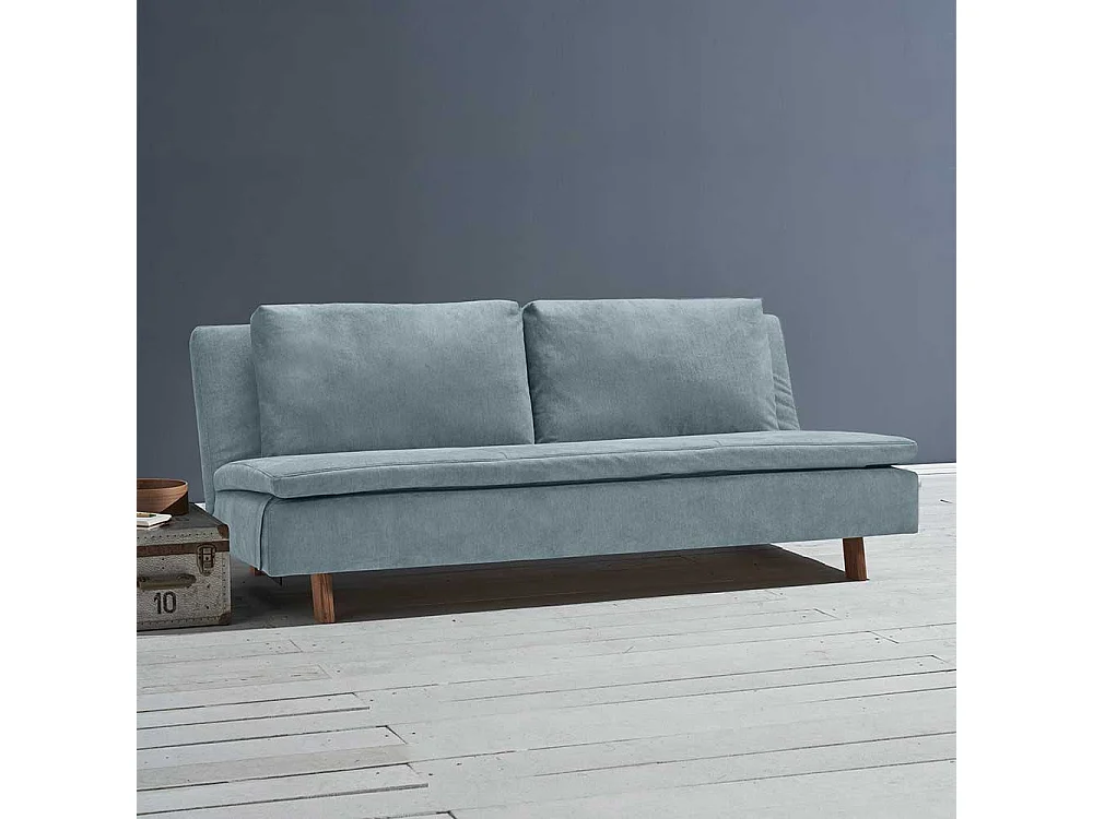 Liegesofa Hellblau mit Rücken Klappmechanik 205 cm breit