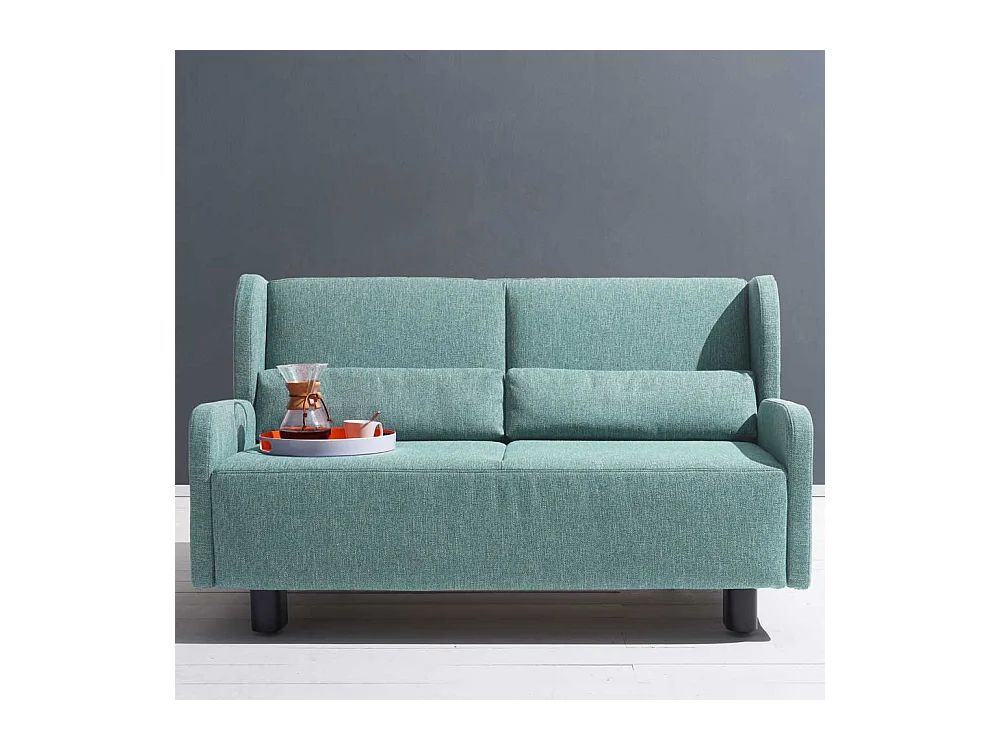 Schlafcouch in Petrol Webstoff modern