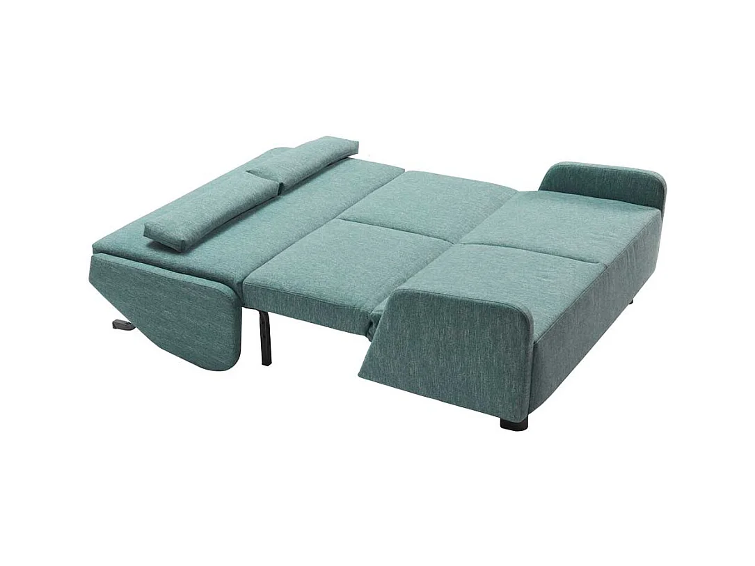Schlafcouch in Petrol Webstoff modern
