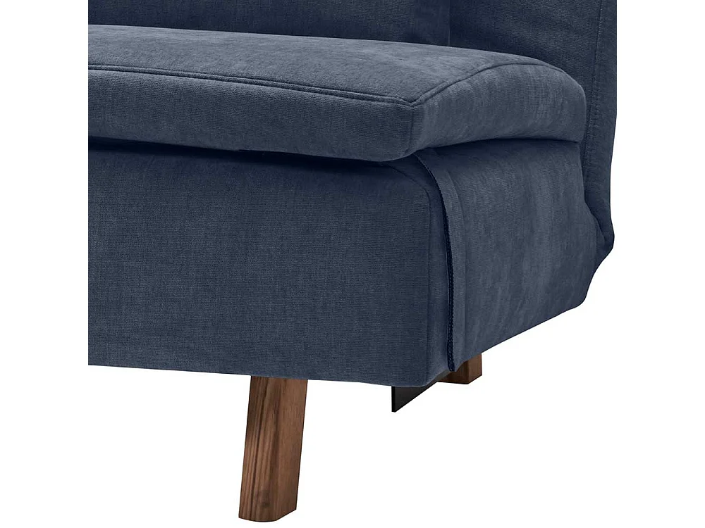 Bettsofa dunkelblau modern aus Microvelour Rücken Klappmechanik
